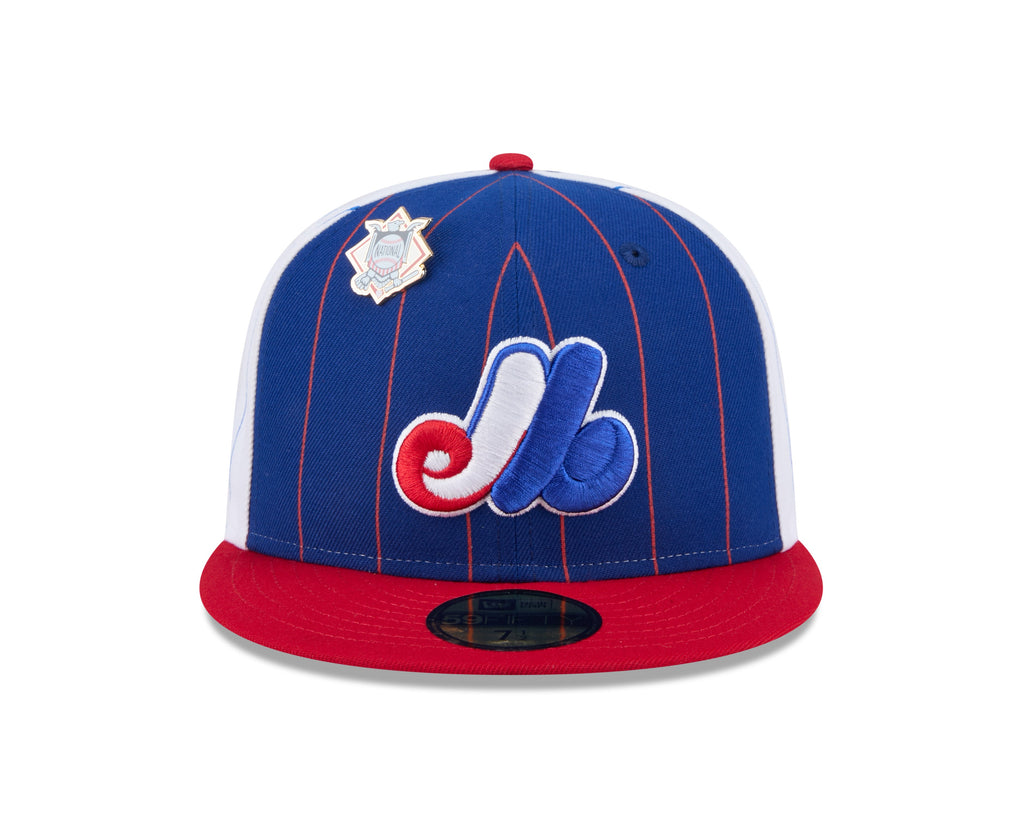 Montreal Expos MLB New Era Men Royal Blue 59Fifty Two Tone Pinstripe Fitted Hat product image 3, provided for visual