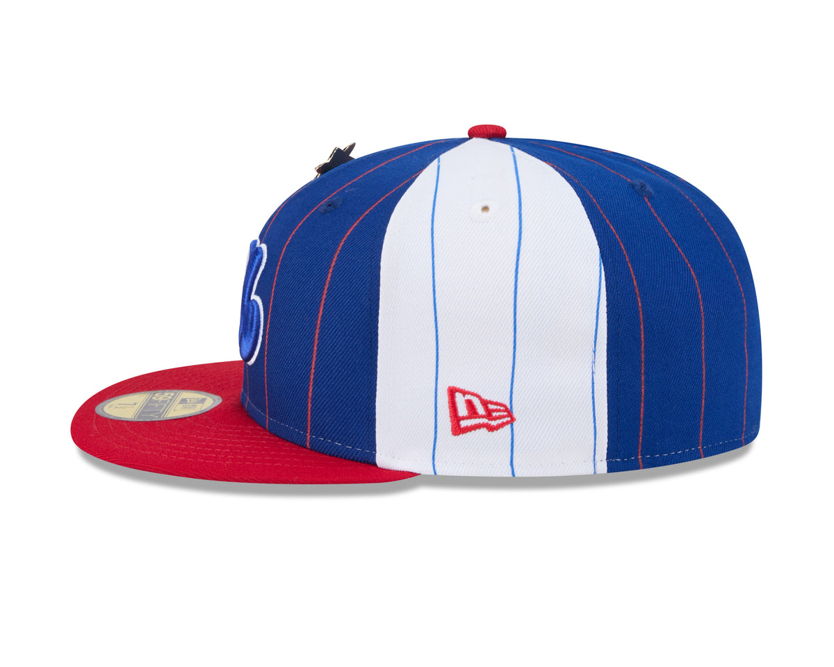 Montreal Expos MLB New Era Men Royal Blue 59Fifty Two Tone Pinstripe Fitted Hat product image 5, provided for visual