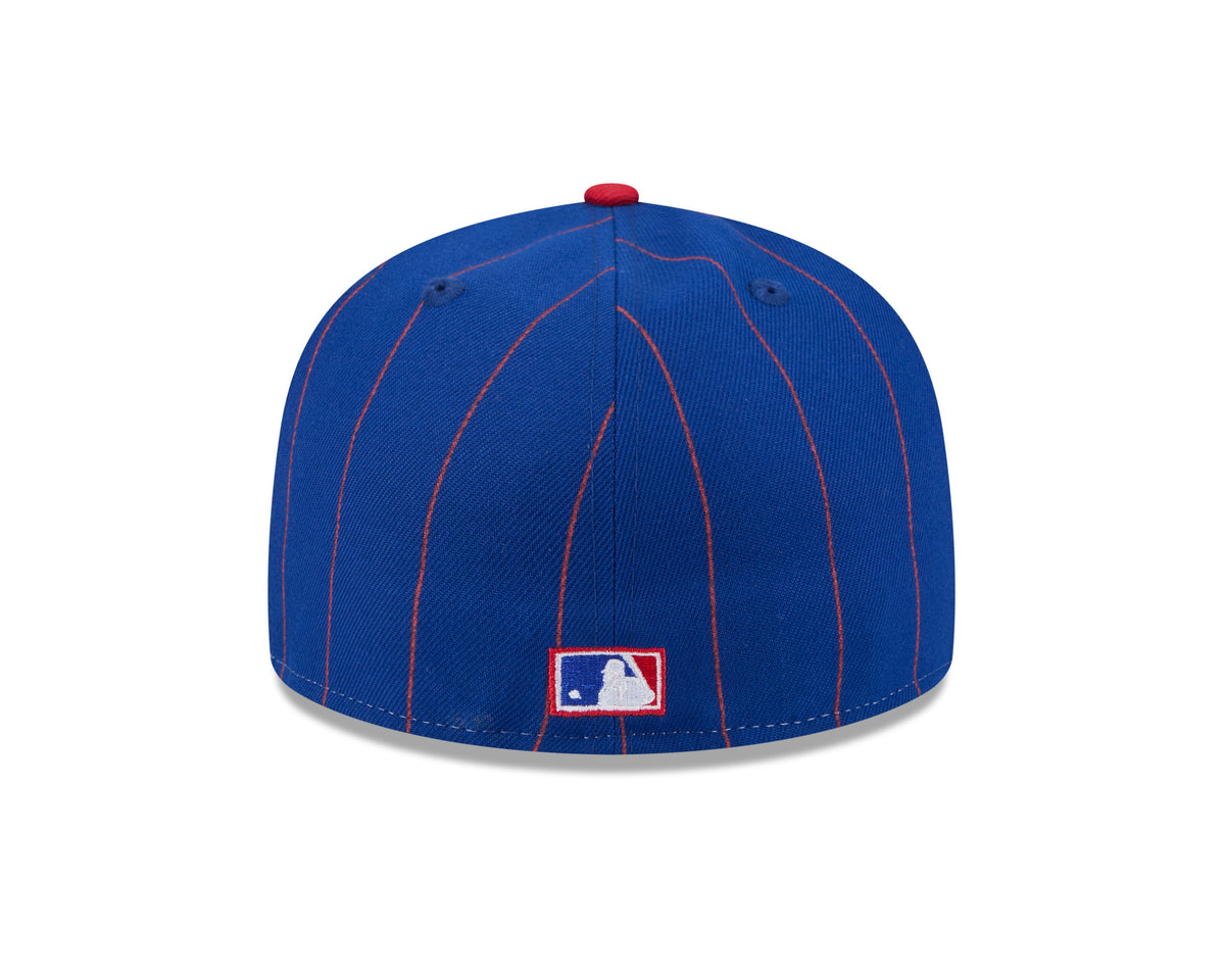 Montreal Expos MLB New Era Men Royal Blue 59Fifty Two Tone Pinstripe Fitted Hat product image 2, provided for visual