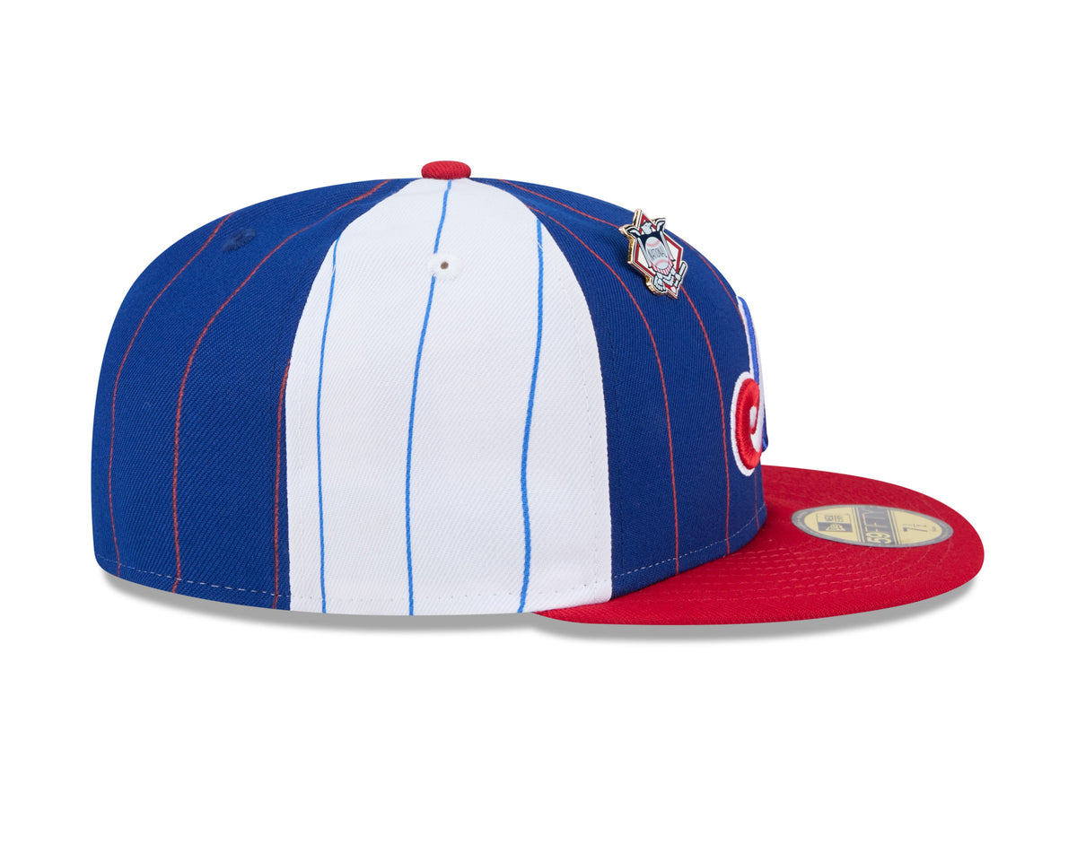 Montreal Expos MLB New Era Men Royal Blue 59Fifty Two Tone Pinstripe Fitted Hat product image 6, provided for visual