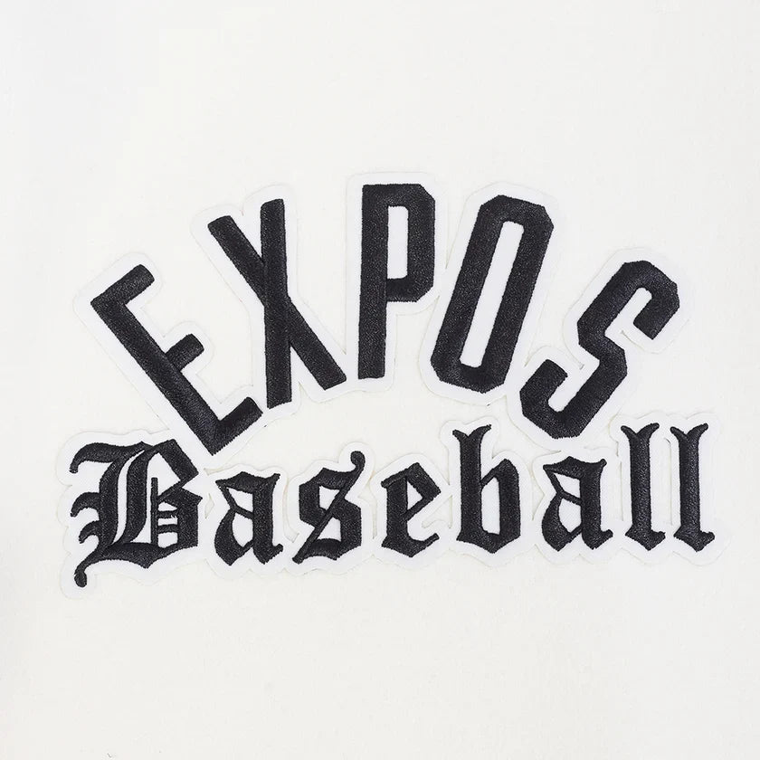 Montreal Expos MLB Pro Standard Men Eggshell/Black Modern Originals Rib Wool Varsity Jacket product image 7, provided for