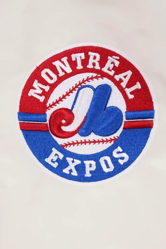 Montreal Expos MLB Pro Standard Men Off-White Cooperstown Rib Satin Jacket product image 5, provided for visual reference