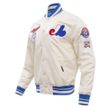 Montreal Expos MLB Pro Standard Men Off-White Cooperstown Rib Satin Jacket product image 1, provided for visual reference
