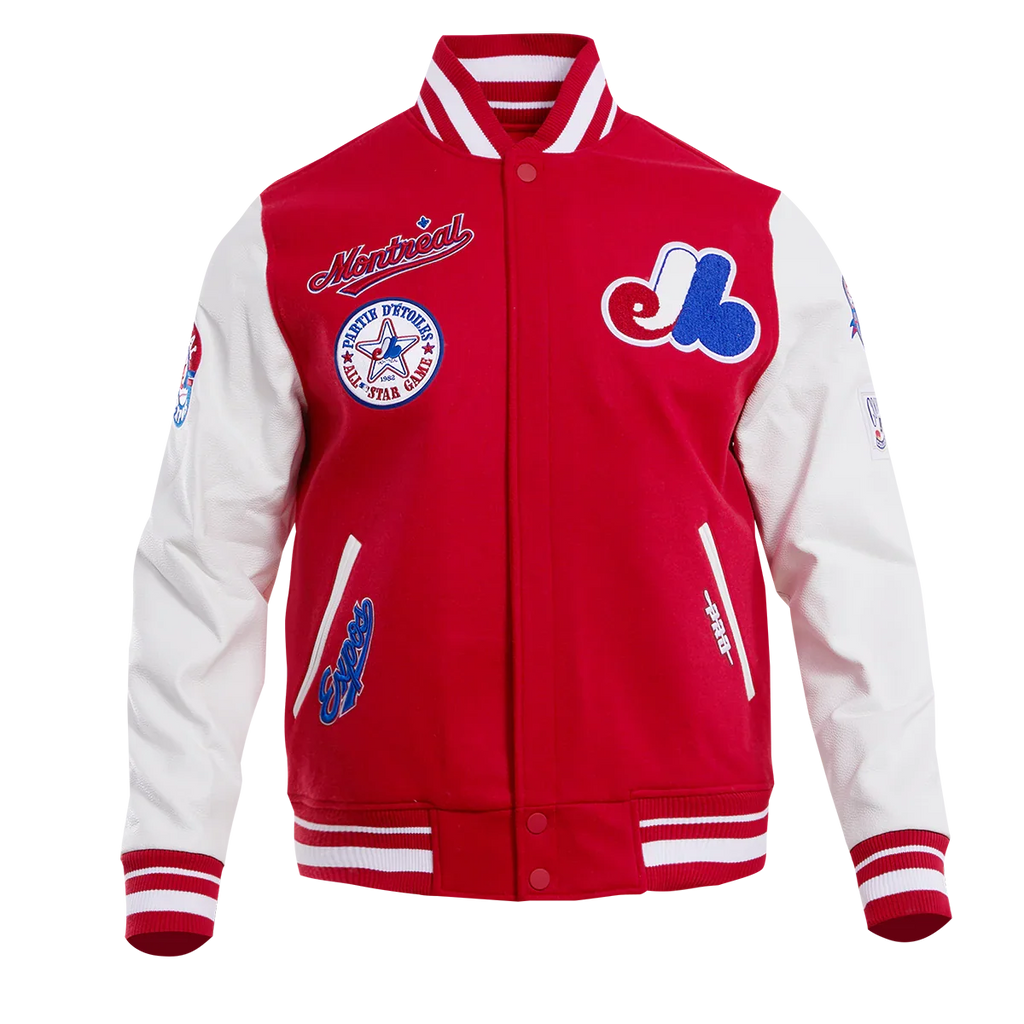 Montreal Expos MLB Pro Standard Men Red/White Cooperstown Rib Wool Varsity Jacket product image 2, provided for visual