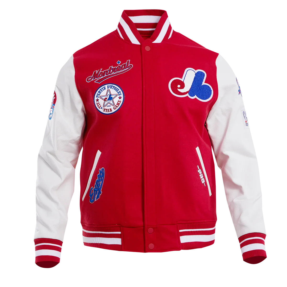 Montreal Expos MLB Pro Standard Men Red/White Cooperstown Rib Wool Varsity Jacket product image 2, provided for visual