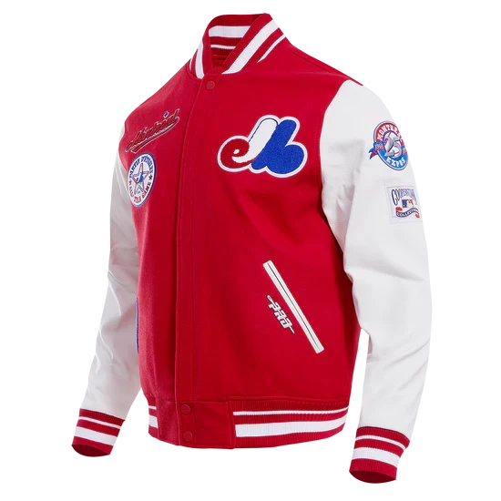 Montreal Expos MLB Pro Standard Men Red/White Cooperstown Rib Wool Varsity Jacket product image 1, provided for visual