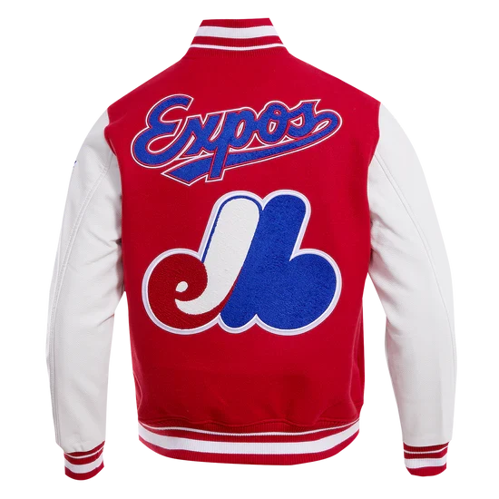 Montreal Expos MLB Pro Standard Men Red/White Cooperstown Rib Wool Varsity Jacket product image 3, provided for visual