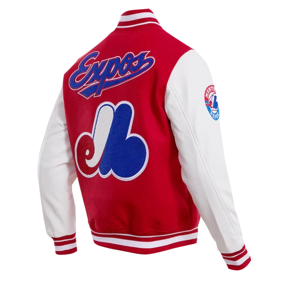 Montreal Expos MLB Pro Standard Men Red/White Cooperstown Rib Wool Varsity Jacket product image 4, provided for visual