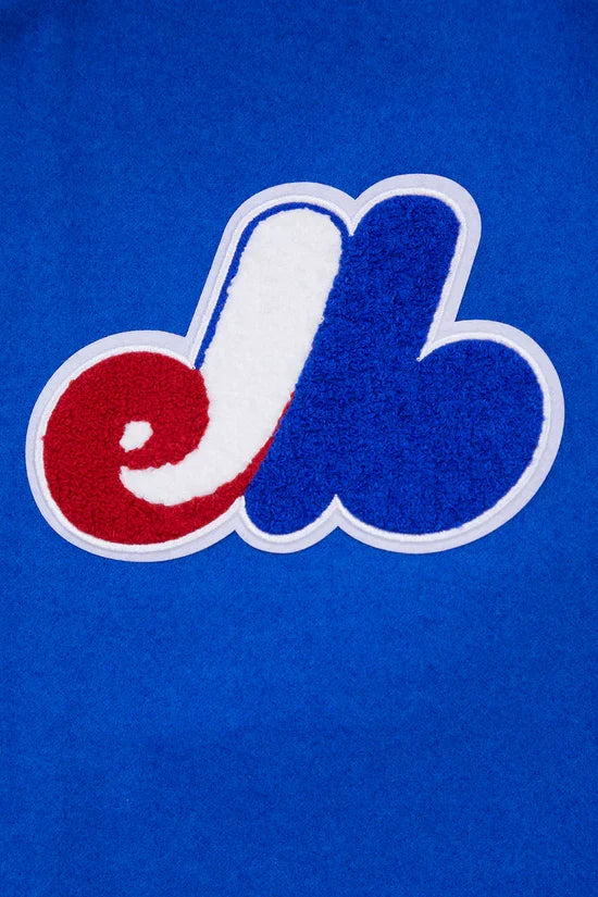 Montreal Expos MLB Pro Standard Men Royal Blue/White Cooperstown Rib Wool Varsity Jacket product image 8, provided for