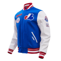 Montreal Expos MLB Pro Standard Men Royal Blue/White Cooperstown Rib Wool Varsity Jacket product image 1, provided for