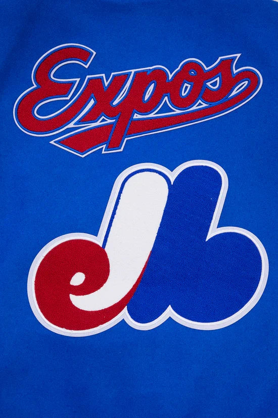 Montreal Expos MLB Pro Standard Men Royal Blue/White Cooperstown Rib Wool Varsity Jacket product image 5, provided for