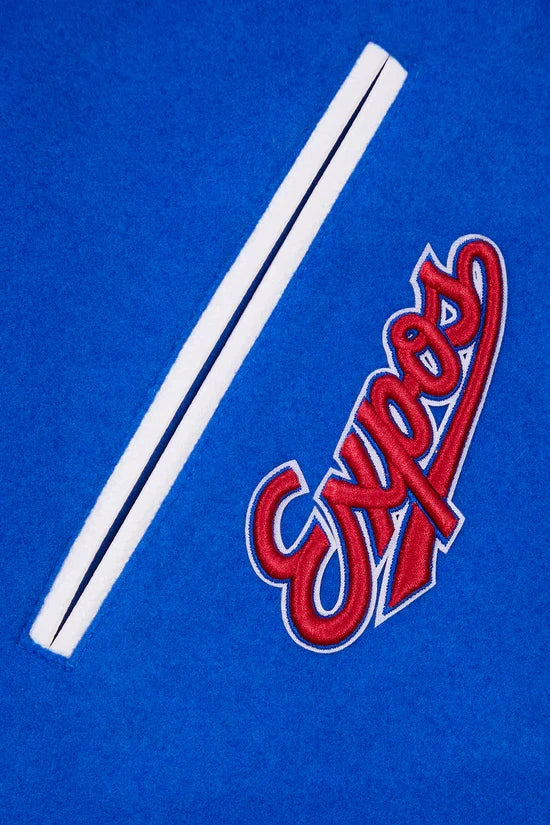 Montreal Expos MLB Pro Standard Men Royal Blue/White Cooperstown Rib Wool Varsity Jacket product image 6, provided for