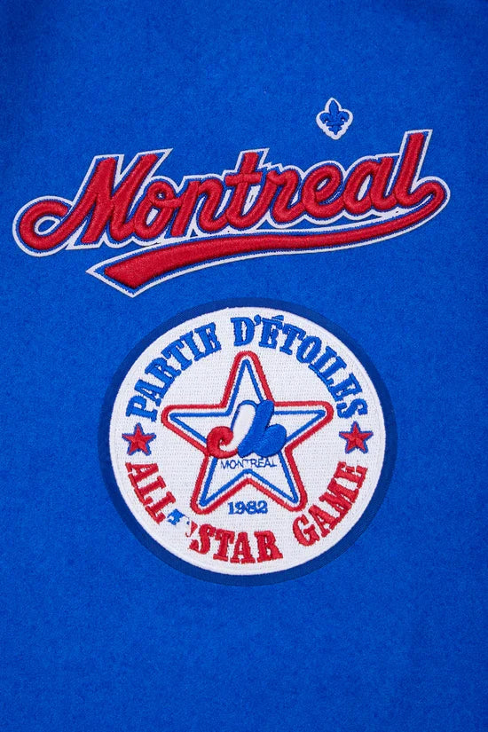 Montreal Expos MLB Pro Standard Men Royal Blue/White Cooperstown Rib Wool Varsity Jacket product image 7, provided for