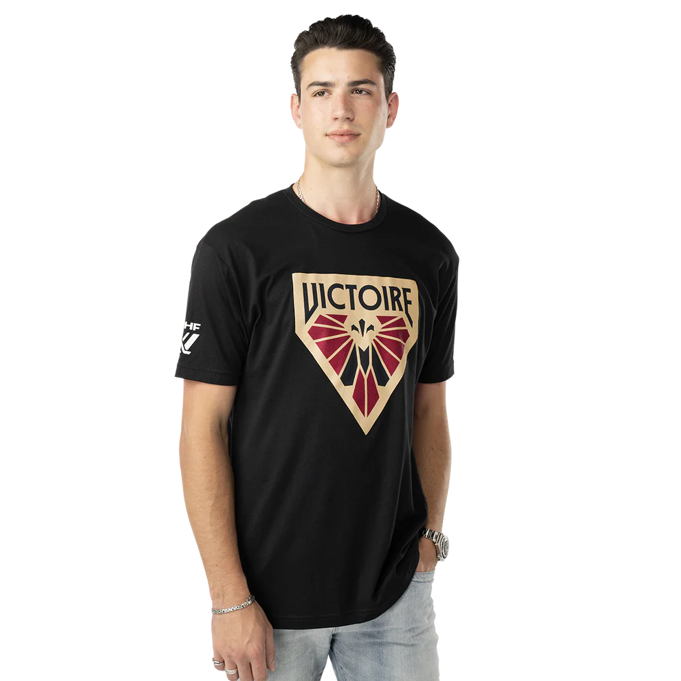 Montreal Victoire PWHL Bauer Unisex Black Graphic Logo T-Shirt product image 1, provided for visual reference and product