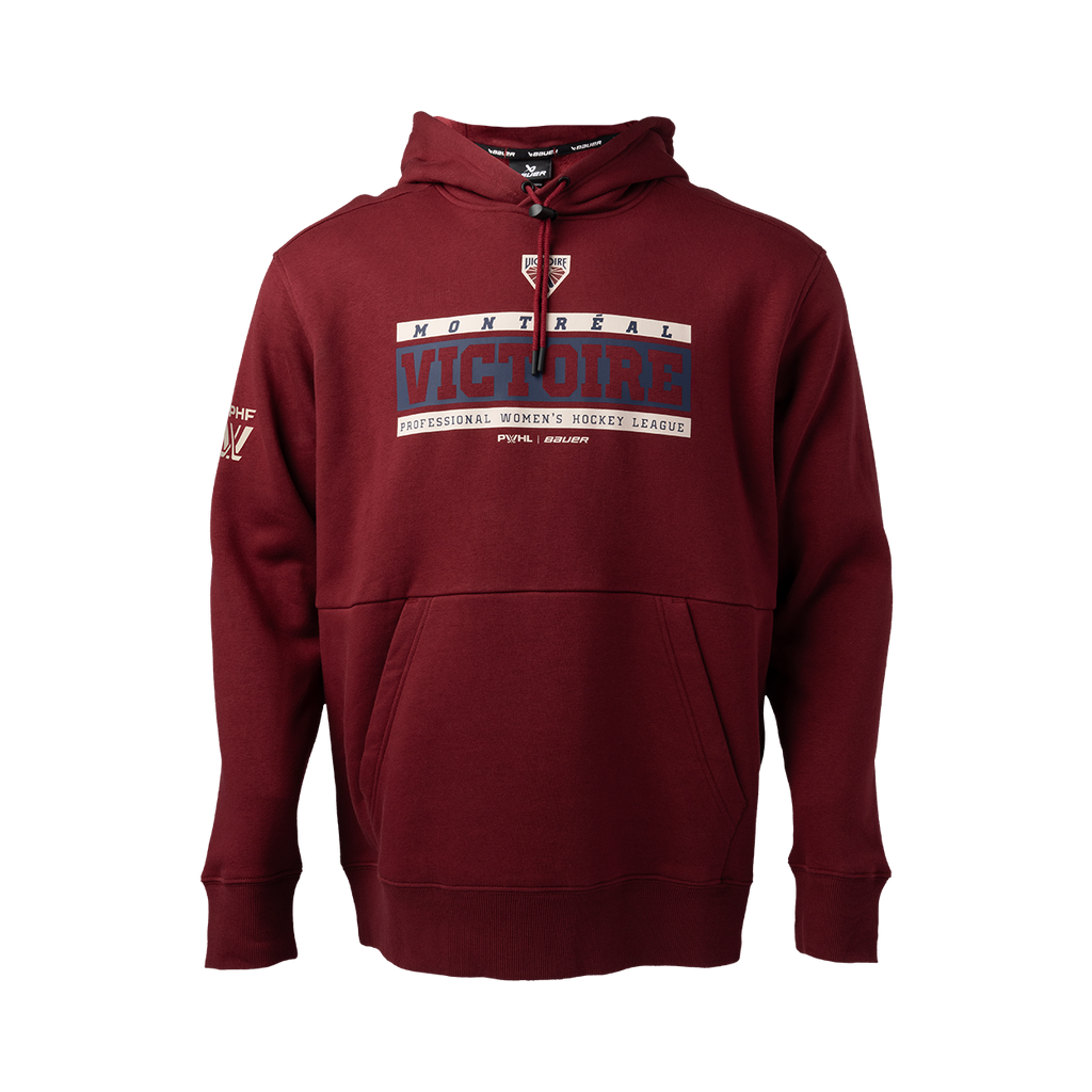 Montreal Victoire PWHL Bauer Unisex Maroon Core Ultimate Pullover Hoodie product image 1, provided for visual reference and