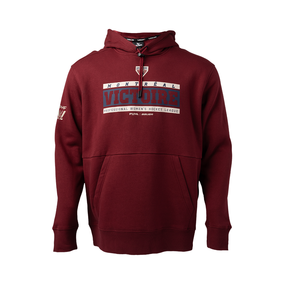 Montreal Victoire PWHL Bauer Unisex Maroon Core Ultimate Pullover Hoodie product image 1, provided for visual reference and