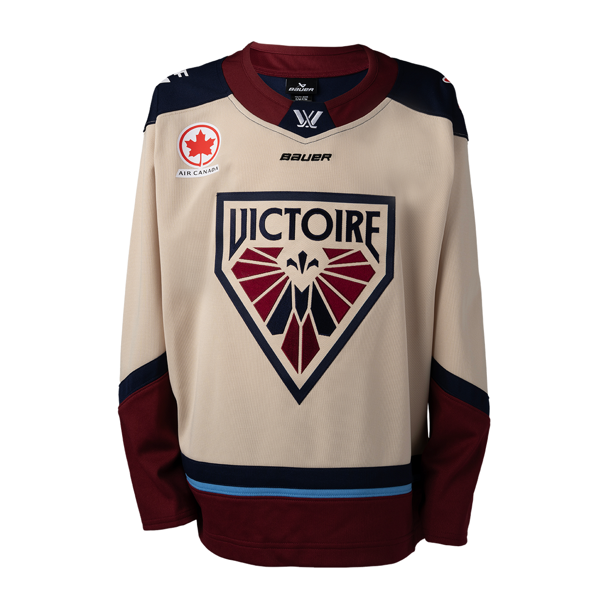 Montreal Victoire PWHL Bauer Youth Beige 2025 Replica Away Jersey product image 1, provided for visual reference and product