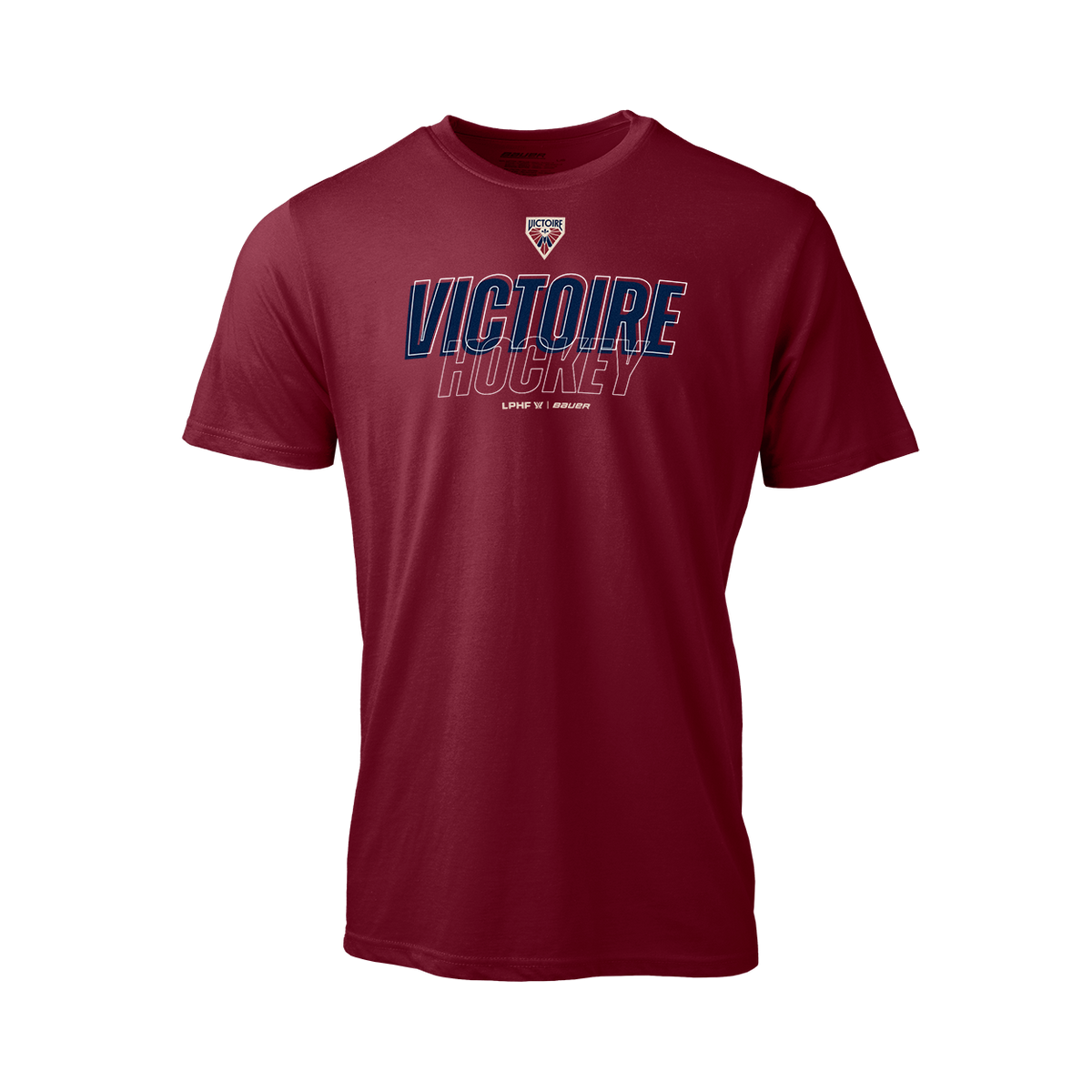 Montreal Victoire PWHL Bauer Unisex Maroon Graphic Logo T-Shirt product image 1, provided for visual reference and product