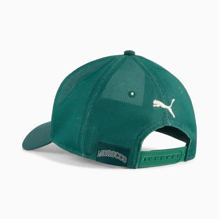 Morocco National Team FIFA Puma Men Off-White/Green Trucker Snapback Hat product image 2, provided for visual reference and