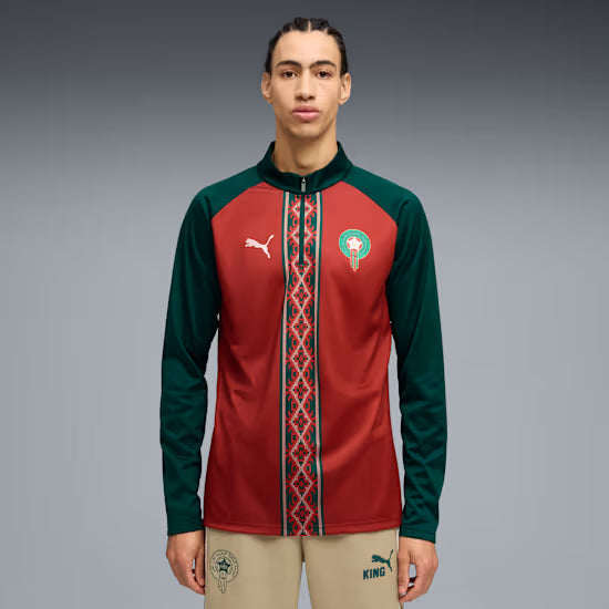 Morocco National Team FIFA Puma Men Red 1/4 Zip Long-sleeve Shirt product image 3, provided for visual reference and product