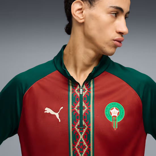 Morocco National Team FIFA Puma Men Red 1/4 Zip Long-sleeve Shirt product image 4, provided for visual reference and product