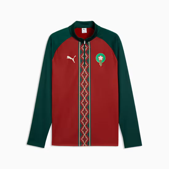 Morocco National Team FIFA Puma Men Red 1/4 Zip Long-sleeve Shirt product image 1, provided for visual reference and product