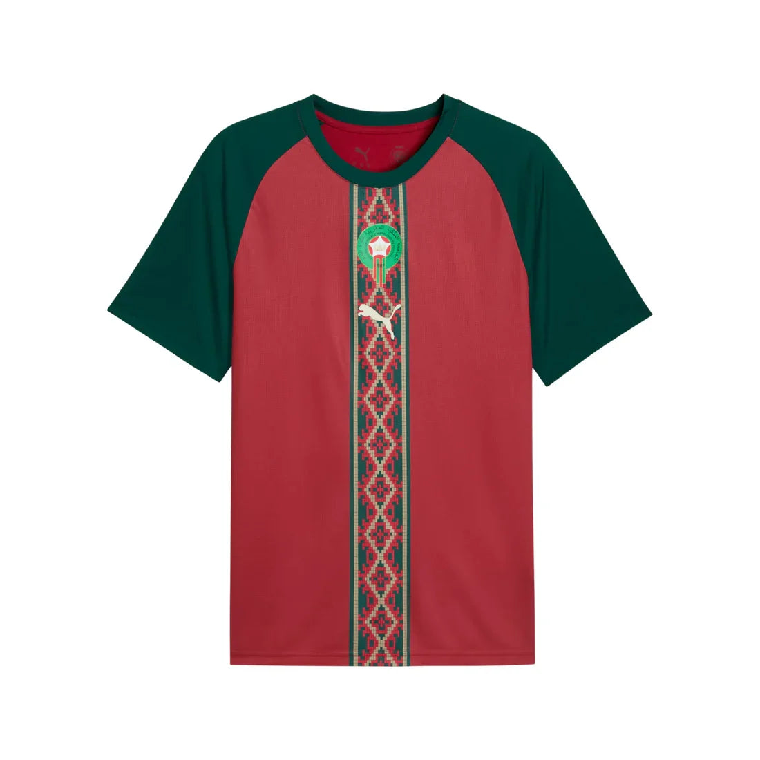 Morocco National Team FIFA Puma Red/Green 2026 Pre-Match Jersey product image 1, provided for visual reference and product