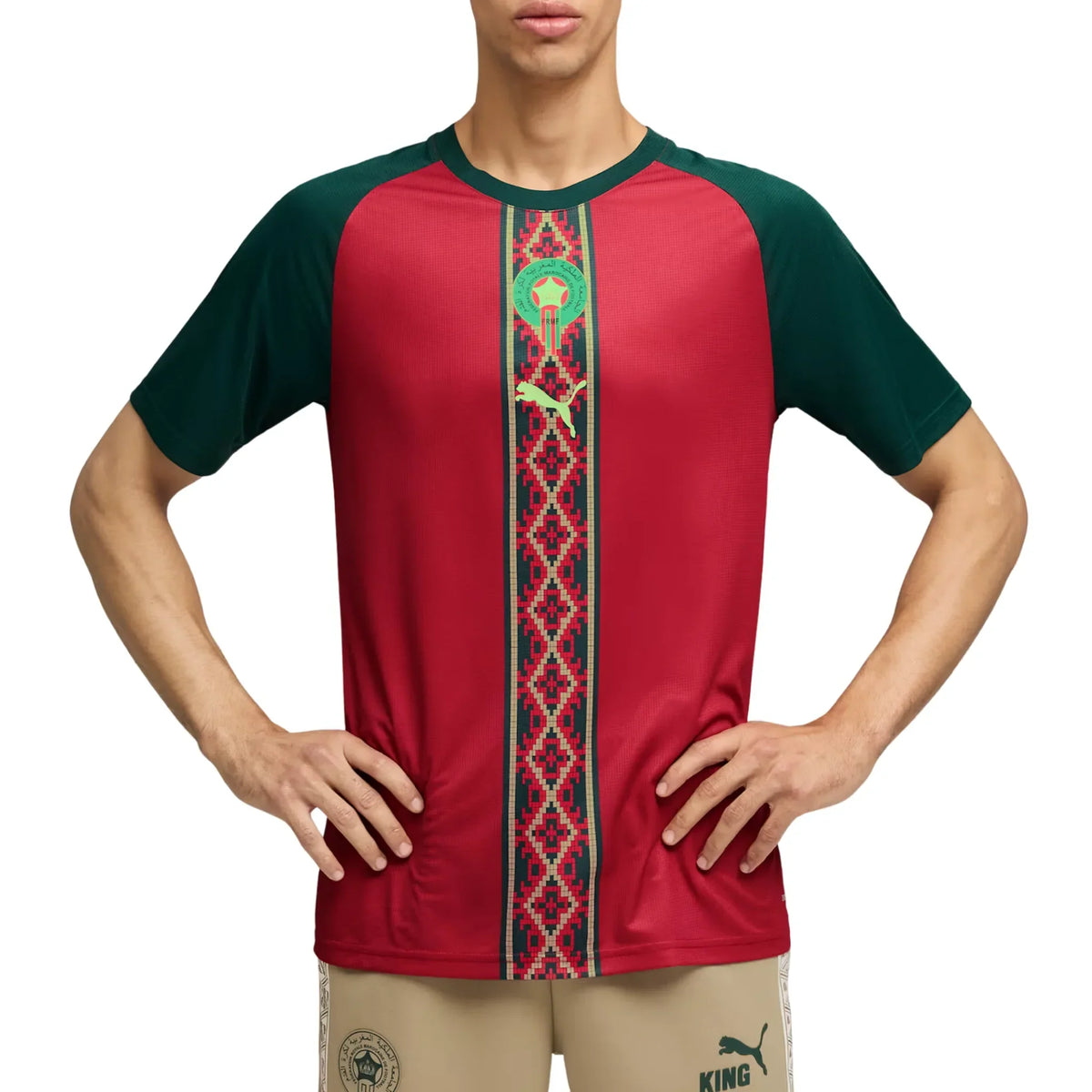 Morocco National Team FIFA Puma Red/Green 2026 Pre-Match Jersey product image 4, provided for visual reference and product