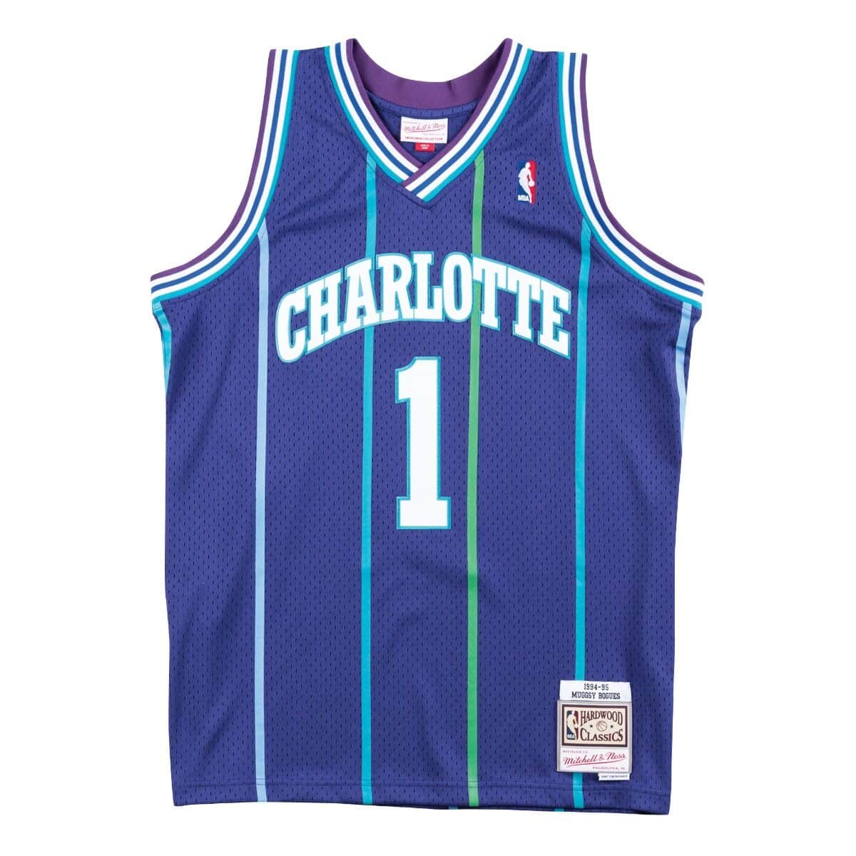 Muggsy Bogues Charlotte Hornets NBA Mitchell & Ness Men Purple 1994-95 Hardwood Classics Swingman Jersey product image 2,