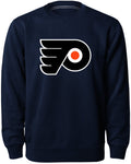 Philadelphia Flyers NHL Bulletin Men Navy Twill Logo Express Crew Sweater product image 1, provided for visual reference and