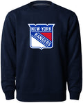 New York Rangers NHL Bulletin Men Navy Twill Logo Express Crew Sweater product image 1, provided for visual reference and