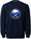 Buffalo Sabres NHL Bulletin Men Navy Twill Logo Express Crew Sweater product image 1, provided for visual reference and