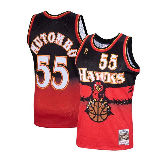 Dikembe Mutombo Atlanta Hawks NBA Mitchell & Ness Men Scarlet Red 1996-97 Hardwood Classics Swingman Jersey product image 1,
