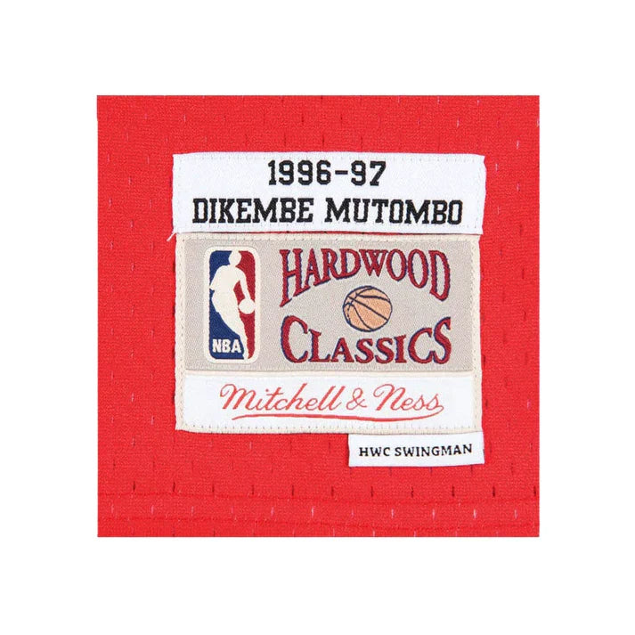 Dikembe Mutombo Atlanta Hawks NBA Mitchell & Ness Men Scarlet Red 1996-97 Hardwood Classics Swingman Jersey product image 4,