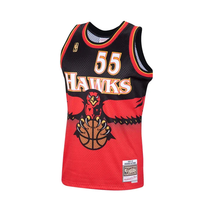 Dikembe Mutombo Atlanta Hawks NBA Mitchell & Ness Men Scarlet Red 1996-97 Hardwood Classics Swingman Jersey product image 3,