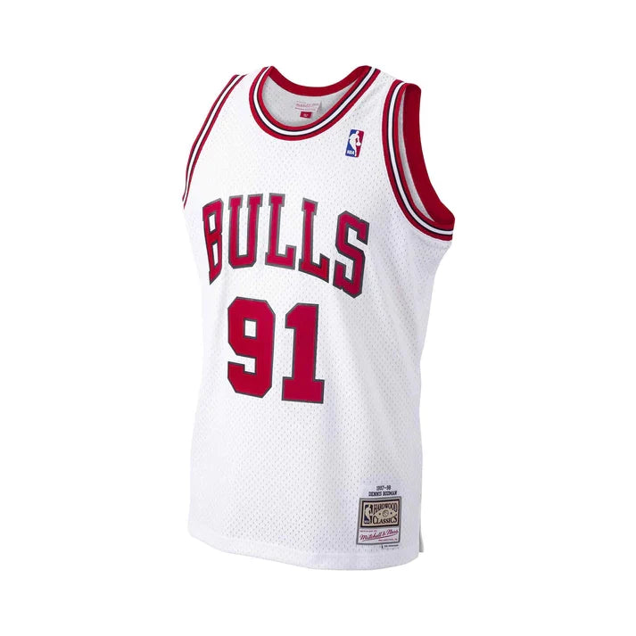 Dennis Rodman Chicago Bulls NBA Mitchell & Ness Men White 1997-98 Hardwood Classics Swingman Jersey product image 3,