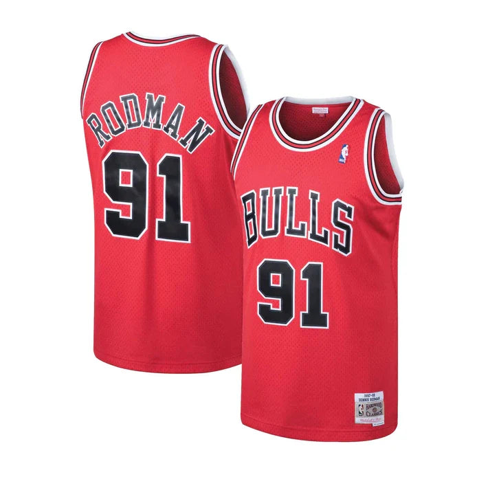 Dennis Rodman Chicago Bulls NBA Mitchell & Ness Men Red 1997-98 Hardwood Classics Swingman Jersey product image 1, provided
