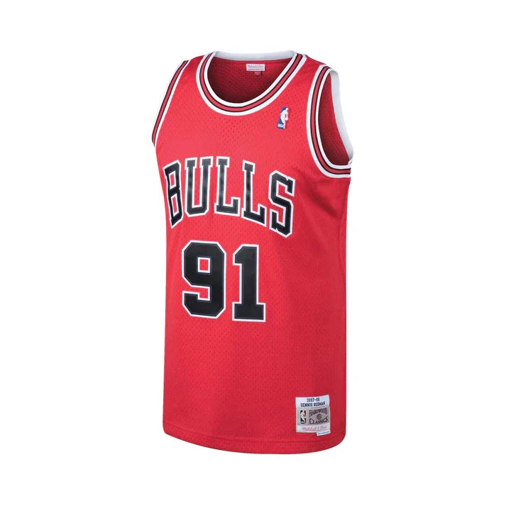 Dennis Rodman Chicago Bulls NBA Mitchell & Ness Men Red 1997-98 Hardwood Classics Swingman Jersey product image 2, provided