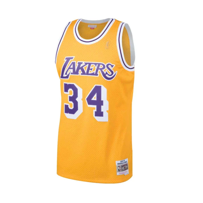 Shaquille O'Neal Los Angeles Lakers NBA Mitchell & Ness Men Golden 1996-1997 Hardwood Classics Swingman Jersey product image