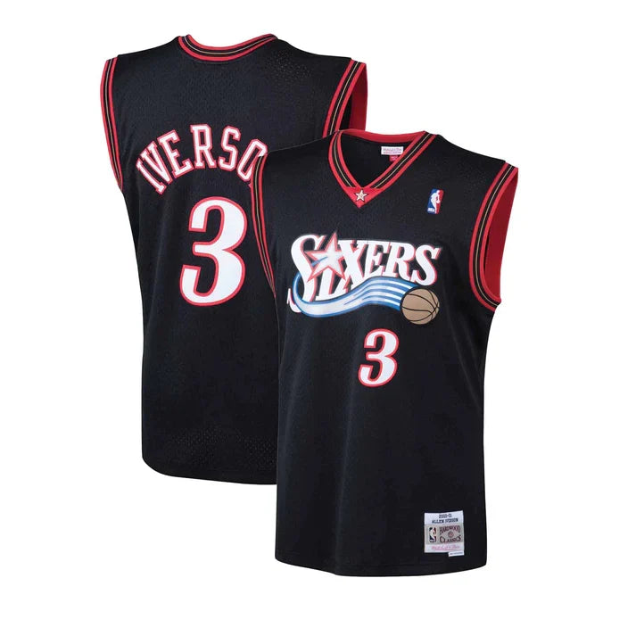 Allen Iverson Philadelphia 76ers NBA Mitchell & Ness Men Black 2000-01 Hardwood Classics Swingman Jersey product image 4,