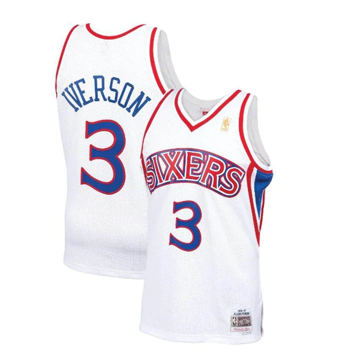 Allen Iverson Philadelphia 76ers NBA Mitchell & Ness Men White 1996-97 Hardwood Classics Swingman Jersey product image 4,