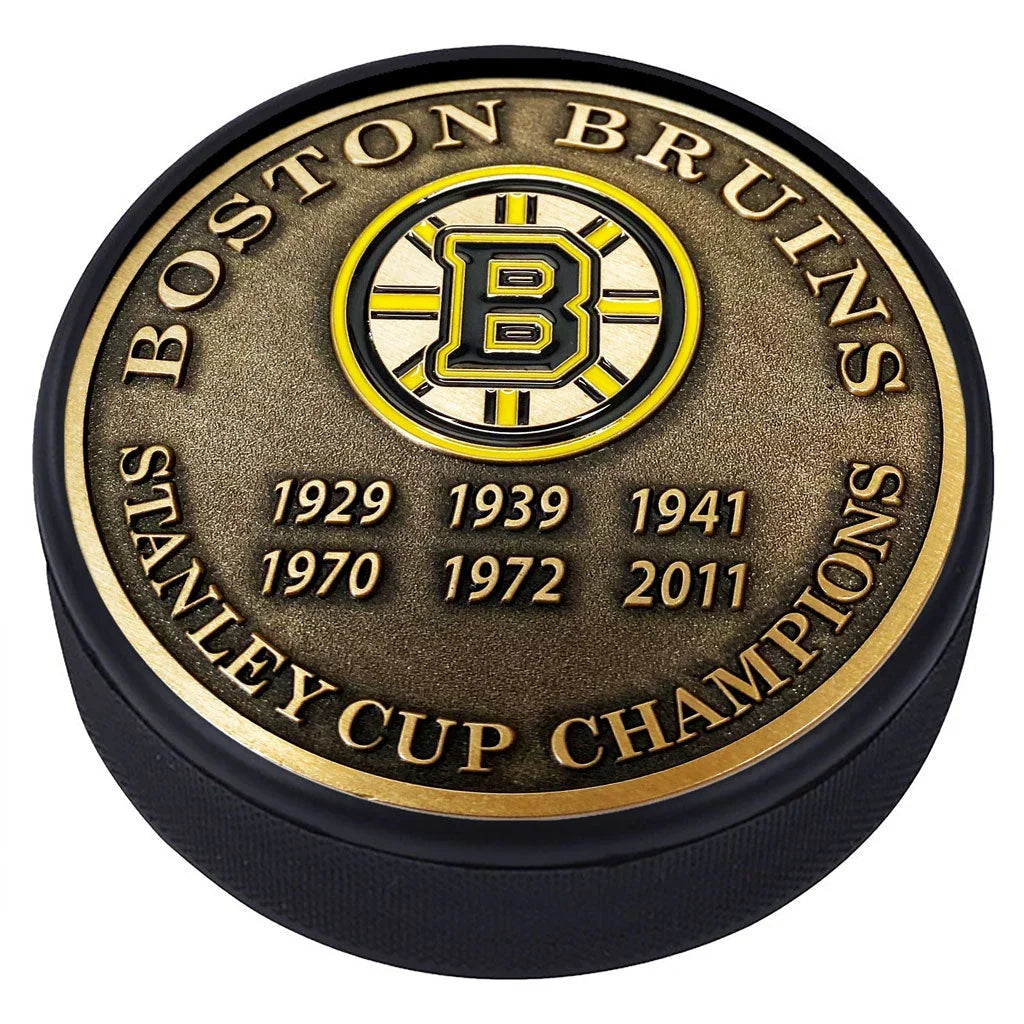 Boston Bruins NHL Stanley Cup Years Medallion Hockey Puck product image 4, provided for visual reference and product detail