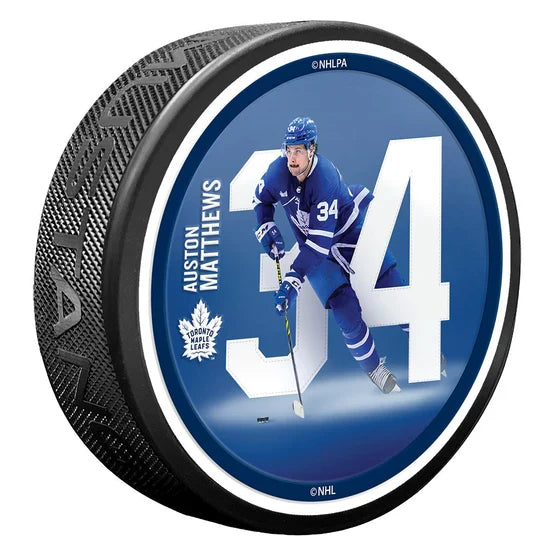 Auston Matthews Toronto Maple Leafs NHL Breakout Series Hockey Puck product image 1, provided for visual reference and