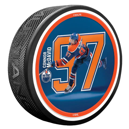 Connor McDavid Edmonton Oilers NHL Breakout Series Hockey Puck product image 1, provided for visual reference and product