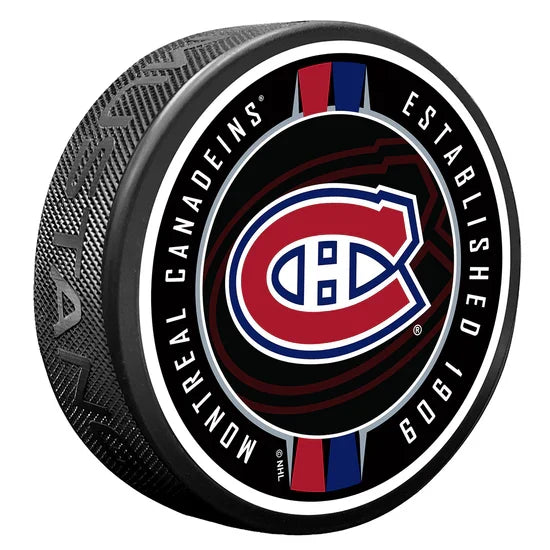 Montreal Canadiens NHL Ribbon Textured Hockey Puck product image 1, provided for visual reference and product detail review