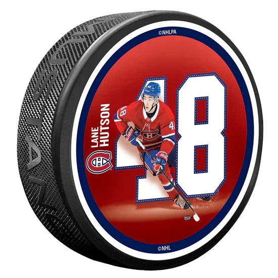 Lane Hutson Montreal Canadiens NHL Breakout Series Hockey Puck product image 1, provided for visual reference and product