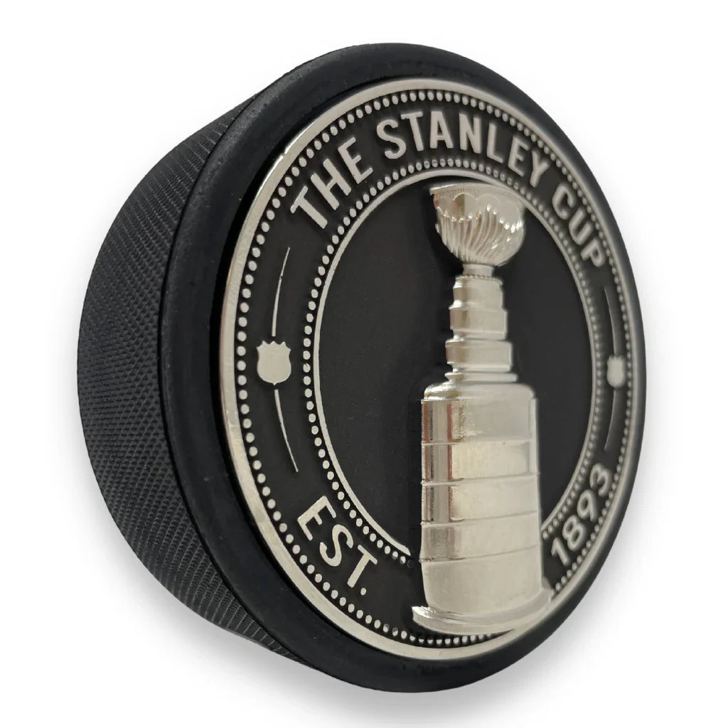NHL Stanley Cup 3D Silver Medallion Hockey Puck product image 2, provided for visual reference and product detail review