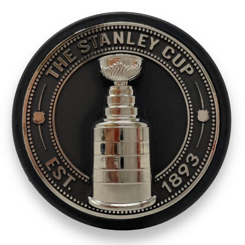 NHL Stanley Cup 3D Silver Medallion Hockey Puck product image 1, provided for visual reference and product detail review