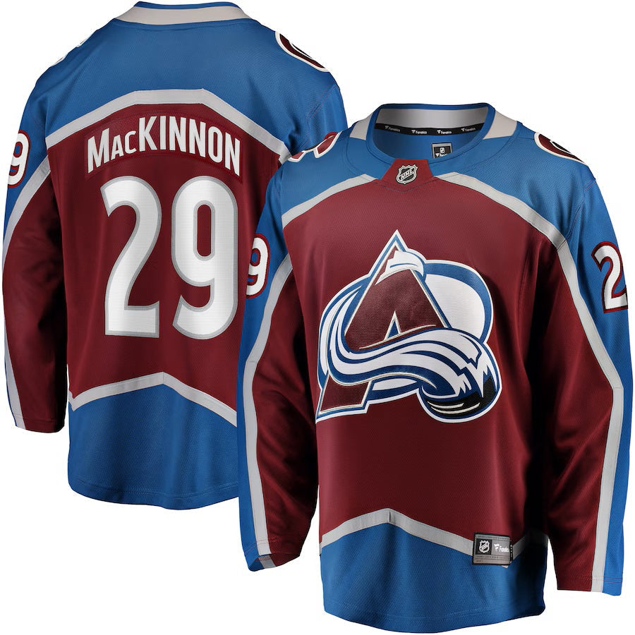Nathan MacKinnon Colorado Avalanche NHL Fanatics Branded Men Maroon Breakaway Jersey product image 3, provided for visual