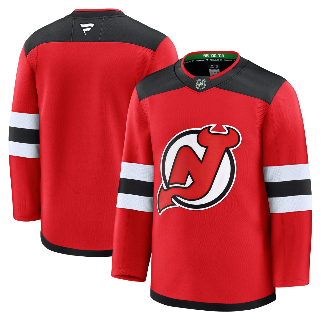 New Jersey Devils NHL Fanatics Branded Men Red Premium Jersey product image 3, provided for visual reference and product
